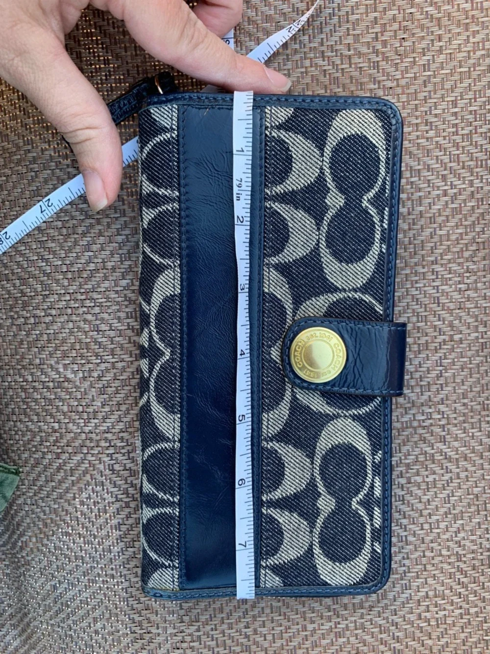 Coach 12573 denim blue and Gray Signature Bleeker Tote Bag with matching wallet - Picture 15 of 16